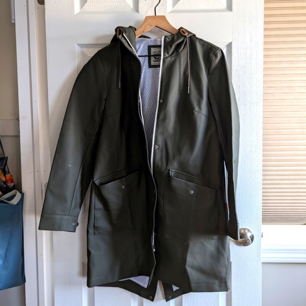 LEVI'S Olive Green Rain Coat